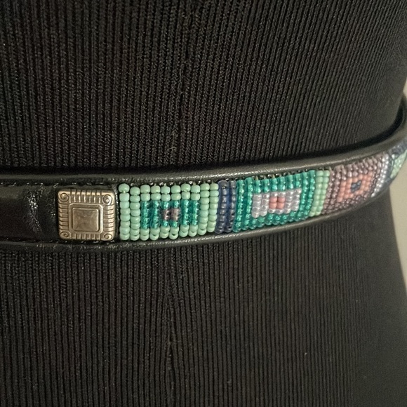 Vintage Brighton Belt southwestern beaded black leather small 28 - Picture 6 of 10